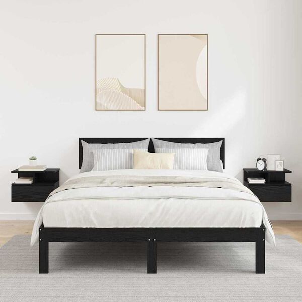 vidaXL Criado-mudo Flutuante 2 pcs Carvalho Preto 40 x 31 x 28 cm