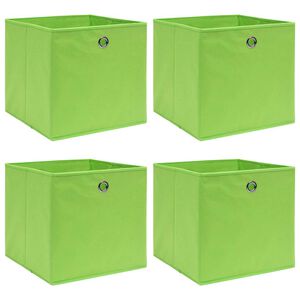 vidaXL Caixas de arruma&ccedil;&atilde;o 4 pcs 32x32x32 cm tecido verde