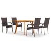 vidaXL 5 pcs conjunto de jantar para jardim castanho