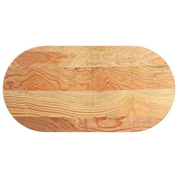 vidaXL Tampo de mesa 100x50x2 cm carvalho maci&ccedil;a oval castanho-claro