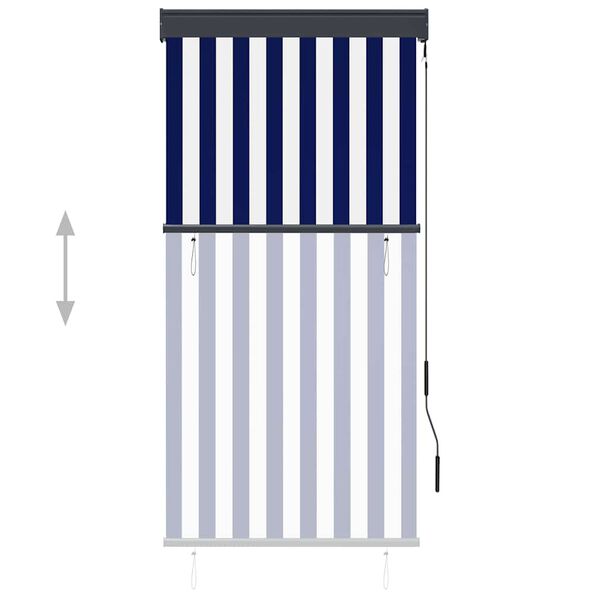 vidaXL Estore de rolo para exterior 80x250 cm azul e branco