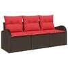 vidaXL Conjunto de Sof&aacute; de Jardim 3 unid. Castanho e vermelho