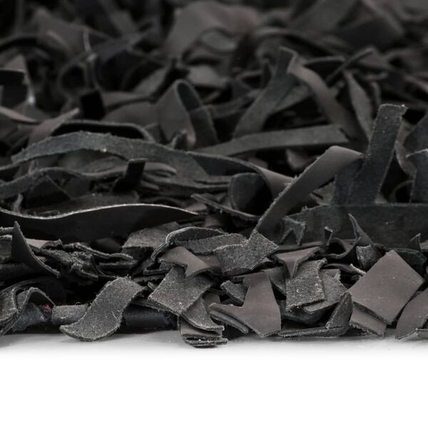 vidaXL Tapete shaggy couro genu&iacute;no 160x230 cm cinzento