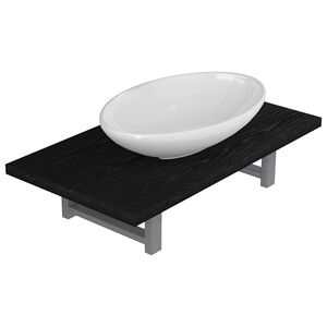 vidaXL Conjunto de m&oacute;veis de casa banho 2 pe&ccedil;as cer&acirc;mica preto