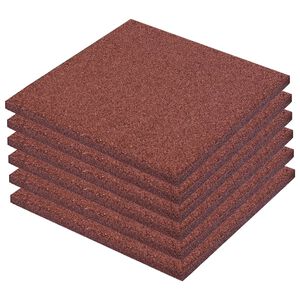 vidaXL Ladrilhos prot. contra quedas 6 pcs borracha 50x50x3cm vermelho