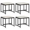 vidaXL Bancos de jardim com almofad&otilde;es 4 pcs vime PE preto