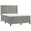 vidaXL Cama box spring c/ colch&atilde;o/LED 140x200 cm veludo cinzento-claro