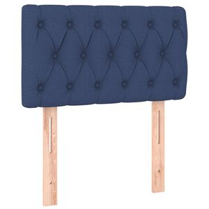 vidaXL Cabeceira de cama tecido 80x7x78/88 cm azul