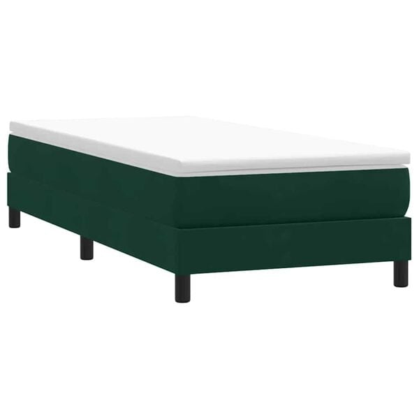 vidaXL Box Cama de primavera sem Colch&atilde;o Verde Escuro 90x210 cm Veludo