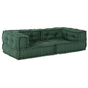vidaXL Sof&aacute; modular de 2 lugares 140x70x36 cm tecido verde
