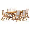 vidaXL 7 pcs conjunto de jantar para jardim ac&aacute;cia maci&ccedil;a e textilene