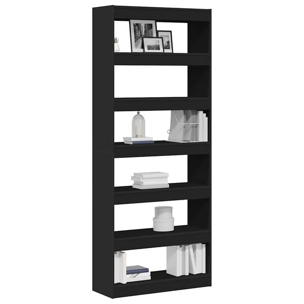 vidaXL Gabinete de Livros Preto 80 x 30 x 198 cm Madeira processada