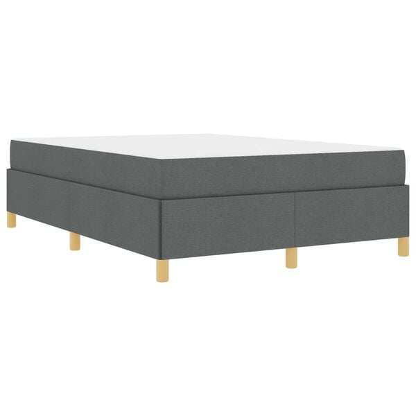 vidaXL Estrutura da Cama com colch&atilde;o Cinza Escuro 140 x 190 cm tecido
