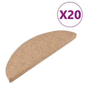 vidaXL Tapetes de escada adesivos 20 pcs 56x17x3 cm bege