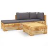 vidaXL 4 pcs conjunto lounge jardim c/ almofad&otilde;es madeira teca maci&ccedil;a