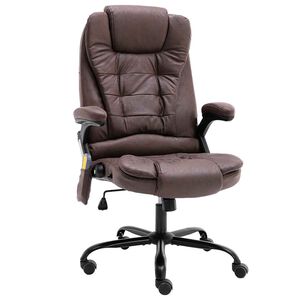 vidaXL Cadeira massagens escrit&oacute;rio couro artificial castanho-escuro
