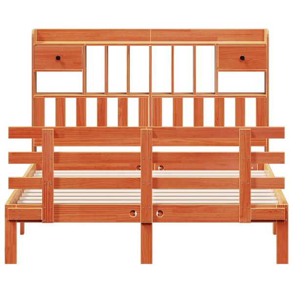 vidaXL Cama com estante sem colch&atilde;o 150x200 cm pinho maci&ccedil;o