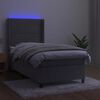 vidaXL Cama box spring c/ colch&atilde;o/LED 90x190 cm veludo cinzento-claro