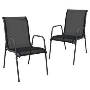 vidaXL Cadeiras de jardim 2 pcs a&ccedil;o e textilene preto