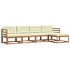vidaXL Conjunto de Sof&aacute;s para Exterior 5 pcs Natural e Creme