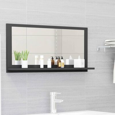 vidaXL Espelho de casa de banho 80x10,5x37 cm contraplacado cinzento