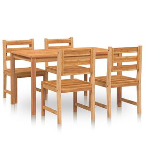 vidaXL 5 pcs conjunto de jantar p/ jardim madeira de teca maci&ccedil;a