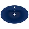 vidaXL Lavatório luxuoso oval 58,5x39 cm cerâmica azul-escuro mate