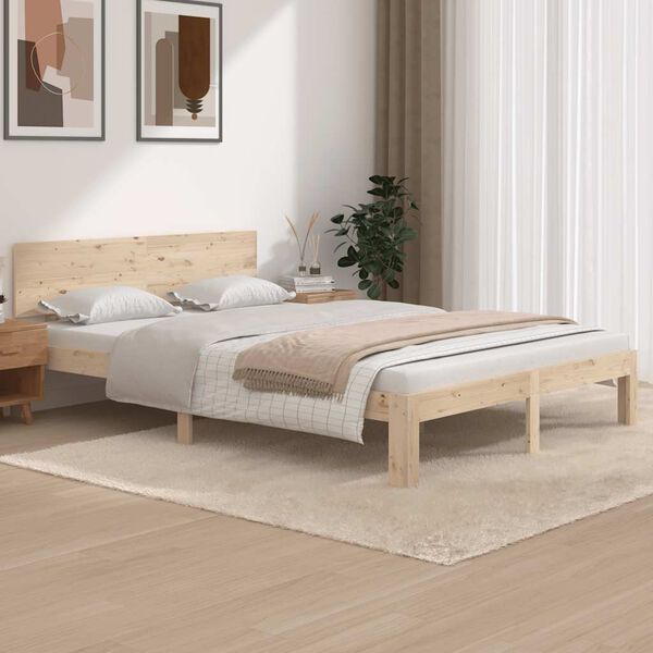 vidaXL Estrutura de cama 140x200 cm pinho maci&ccedil;o