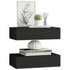 vidaXL Prateleiras de parede com gavetas 2 pcs MDF 40x23,5x10 cm preto