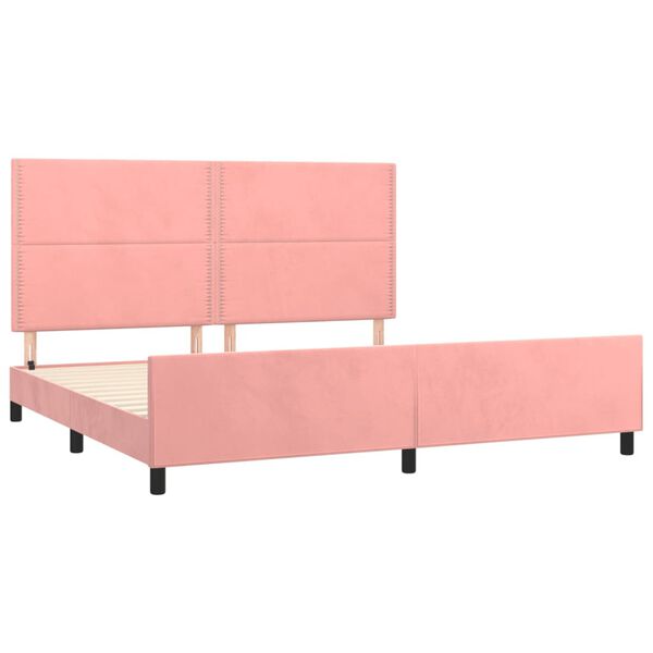 vidaXL Estrutura de cama c/ cabeceira 200x200 cm veludo rosa