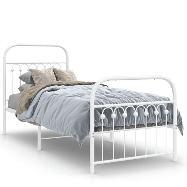 vidaXL Estrutura de cama com cabeceira e pés 80x200 cm metal branco