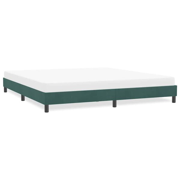 vidaXL Estrutura de cama sem colch&atilde;o 180x210 cm veludo verde-escuro