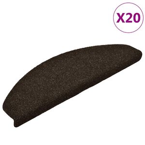 vidaXL Tapetes de escada autoadesivos 20 pe&ccedil;as 65x21x4 cm marrom escuro meio redondo grande