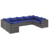 vidaXL 9 pcs conjunto lounge de jardim c/ almofad&otilde;es vime PE cinzento