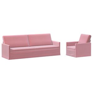 vidaXL Conjunto de Sof&aacute;s 2 pcs Rosa Veludo (V)