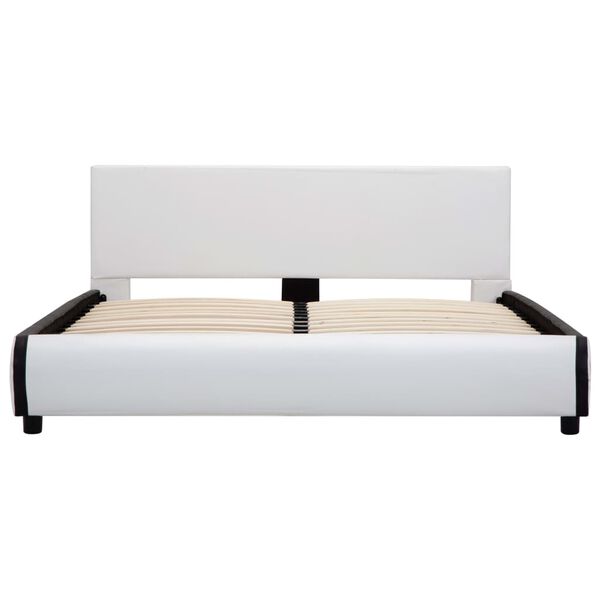 vidaXL Estrutura de cama com gavetas 140x200cm couro artificial branco