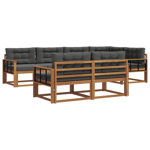 vidaXL Conjunto de Sof&aacute;s para Exterior 7 pcs Natural e Antracite