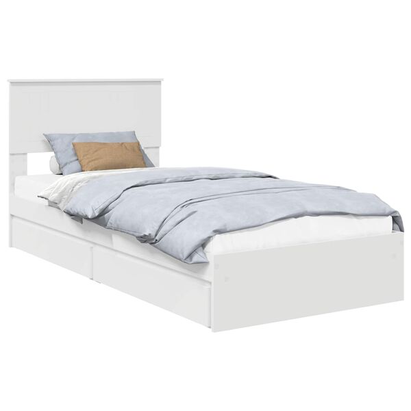 vidaXL Cama com Armazenamento Branco 90 x 200 cm Madeira processada