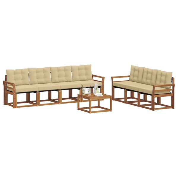 vidaXL Conjunto de Sof&aacute;s para Exterior 8 pcs Natural e Bege