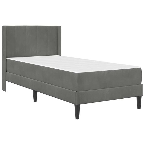 vidaXL Estrutura de cama com colch&atilde;o Cinza Escuro 90 x 200 cm Veludo