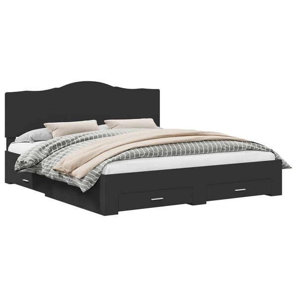 vidaXL Estrutura da Cama Preto 200 x 200 cm Madeira processada