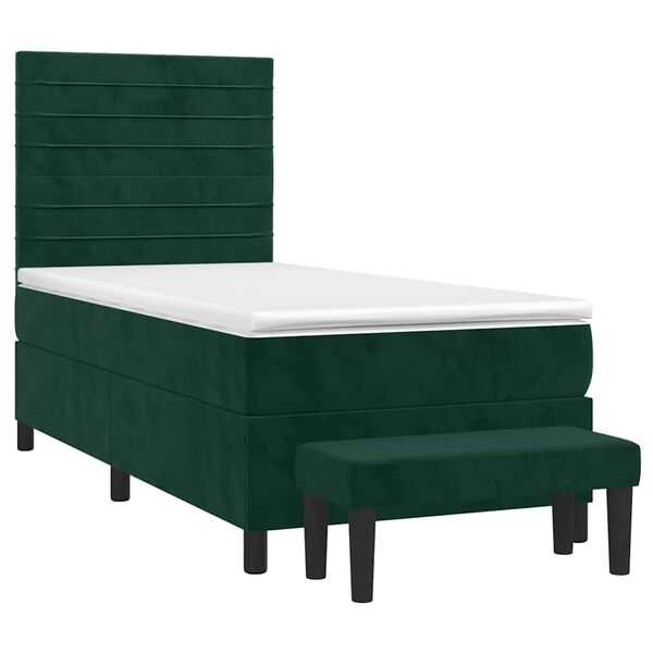 vidaXL Cama com molas/colch&atilde;o 90x190 cm veludo verde-escuro