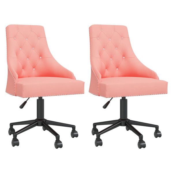 vidaXL Cadeiras de jantar girat&oacute;rias 2 pcs veludo rosa