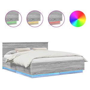 vidaXL Estrutura da Cama Cinza Sonoma 200 x 200 cm Madeira processada