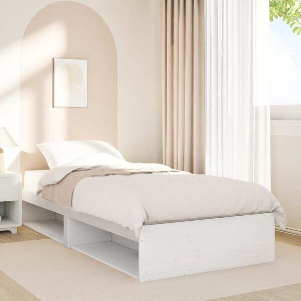 vidaXL Sof&aacute;-cama sem colch&atilde;o 90x190 cm madeira de pinho maci&ccedil;a branco