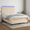vidaXL Cama box spring c/ colch&atilde;o e LED 140x200 cm tecido cor creme