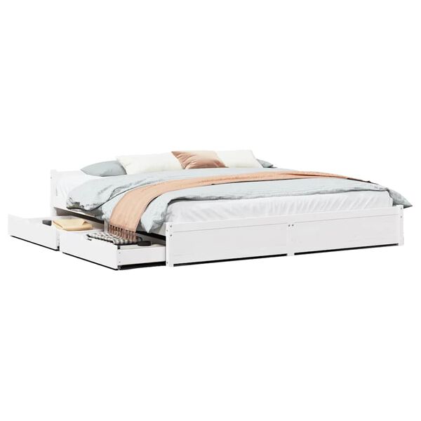 vidaXL Cama sem colch&atilde;o 180x200 cm madeira de pinho maci&ccedil;a branco