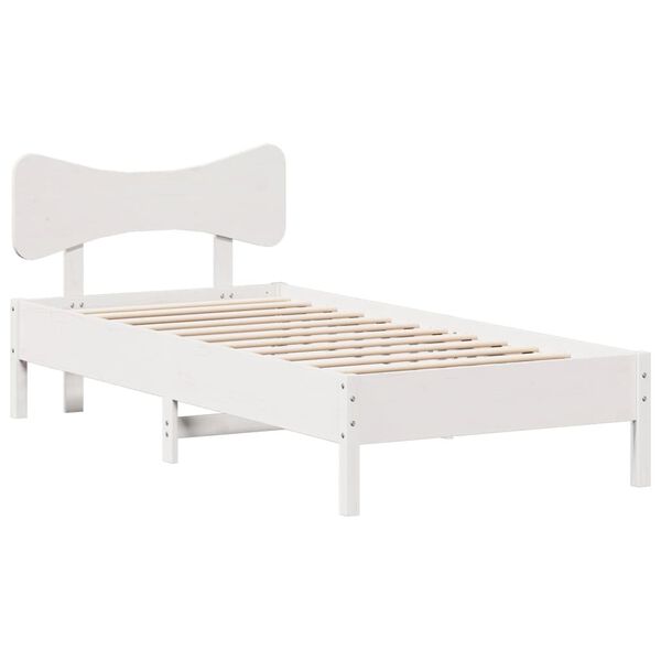 vidaXL Cama sem colch&atilde;o 75x190 cm madeira de pinho maci&ccedil;a branco