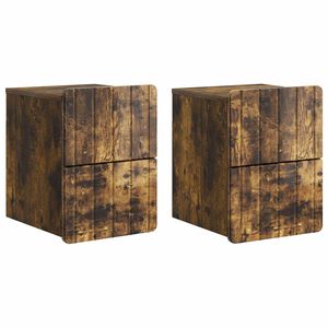 vidaXL Gabinete de Canto Montado na Parede 2 pcs Carvalho Fumado