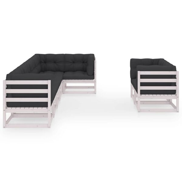 vidaXL 8 pcs conjunto lounge de jardim c/ almofad&otilde;es pinho maci&ccedil;o
